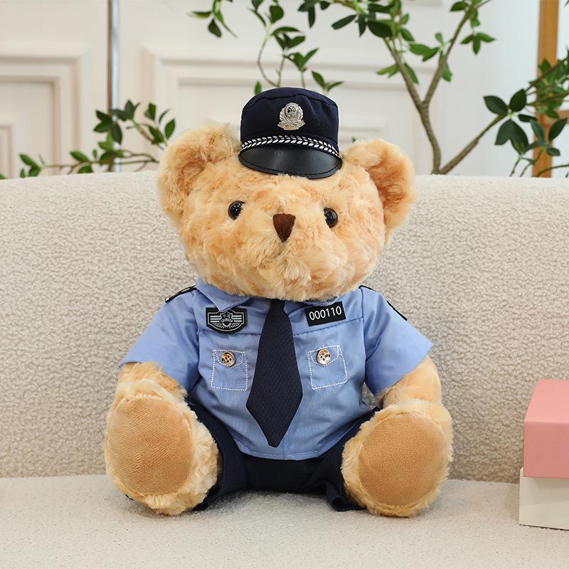 Police Bear Plush Toy - Traffic Officer Teddy Bear in Uniform, Firefighter Companion for Kids, Ideal Birthday Gift