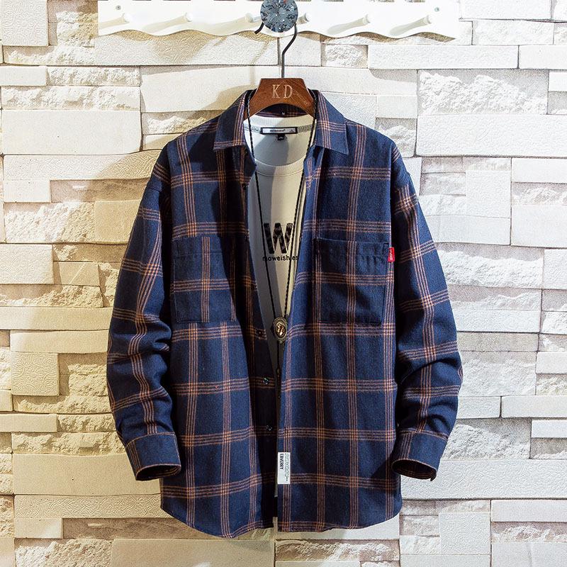 Men's Plaid Shirt 2024: Spring/Autumn Casual Korean Style, Loose Fit, Plus Size Fashion.