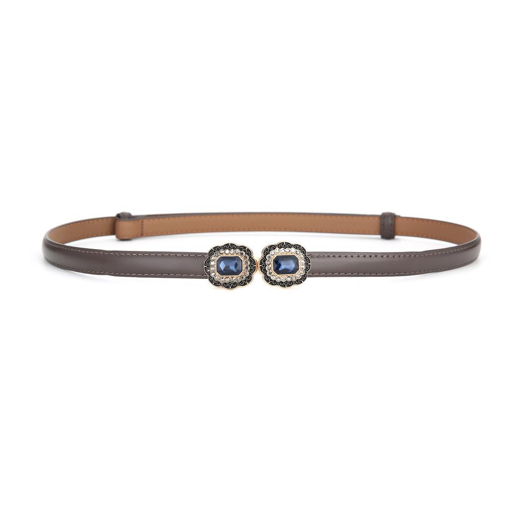 Womens Leather Belt With Square Alloy Buckle For Elegant Casual Wear