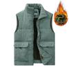 Men's Corduroy Fleece-Lined Multi-Pocket Cotton Vest - Casual, Sleeveless, Outdoor, Cold-Proof.
