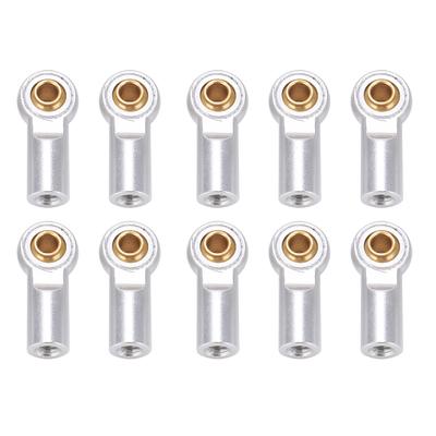 10 adet Bağlantı Çubuğu Uç Mafsal Alüminyum M3 Metal Bilyalı Uç Başlık Tutucu AXIAL SCX10 1/10 RC Araba için Gümüş