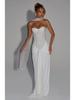 Elegantes Europäisches & Amerikanisches Damen-Formelles Schlank geschnittenes Kleid für Frühling/Sommer mit tiefem Ausschnitt, Pailletten, Reißverschluss und Falten-Design