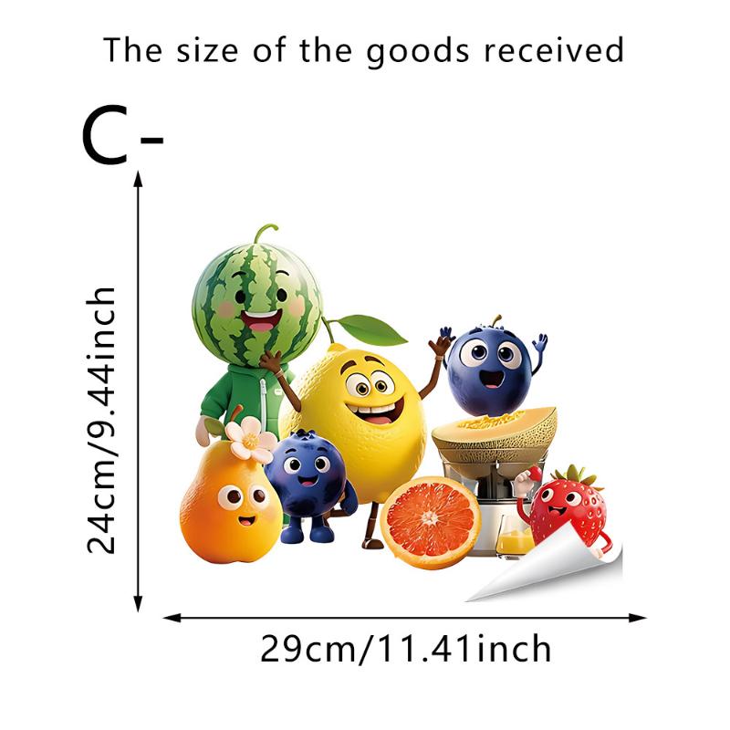 Charming Vegetable Wall Stickers with Expressive Faces for Home Decoration PVC Self-Adhesive Finish