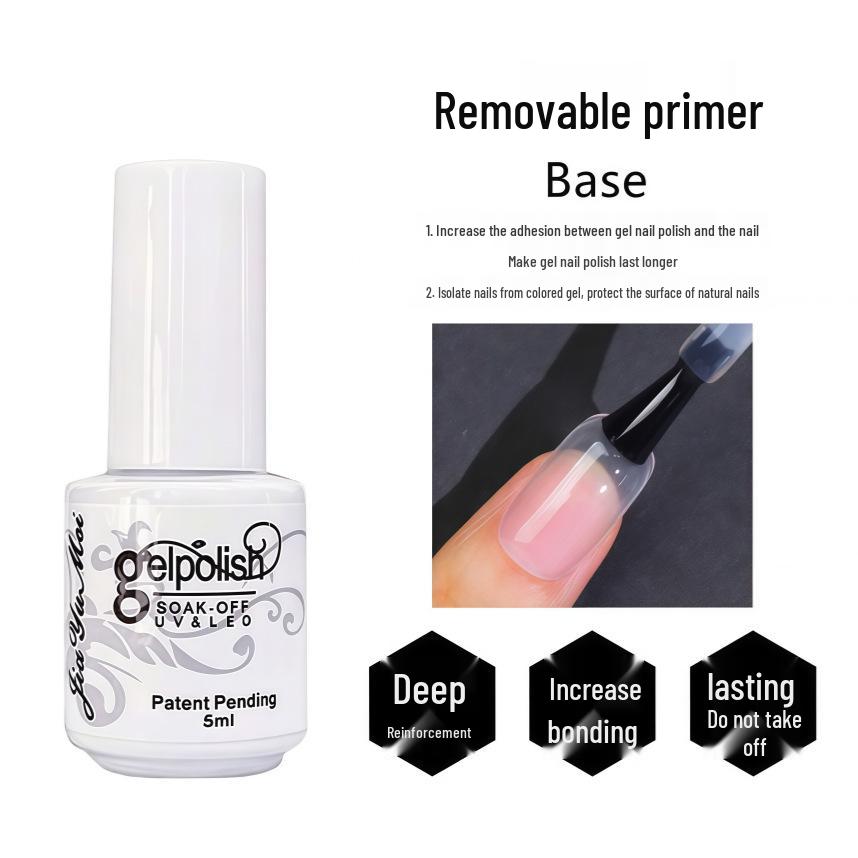 Nail Art Gel Set: Removable Base, Strengthening Gel, Matte Top Coat, No-Wipe Adhesive Gel Polish