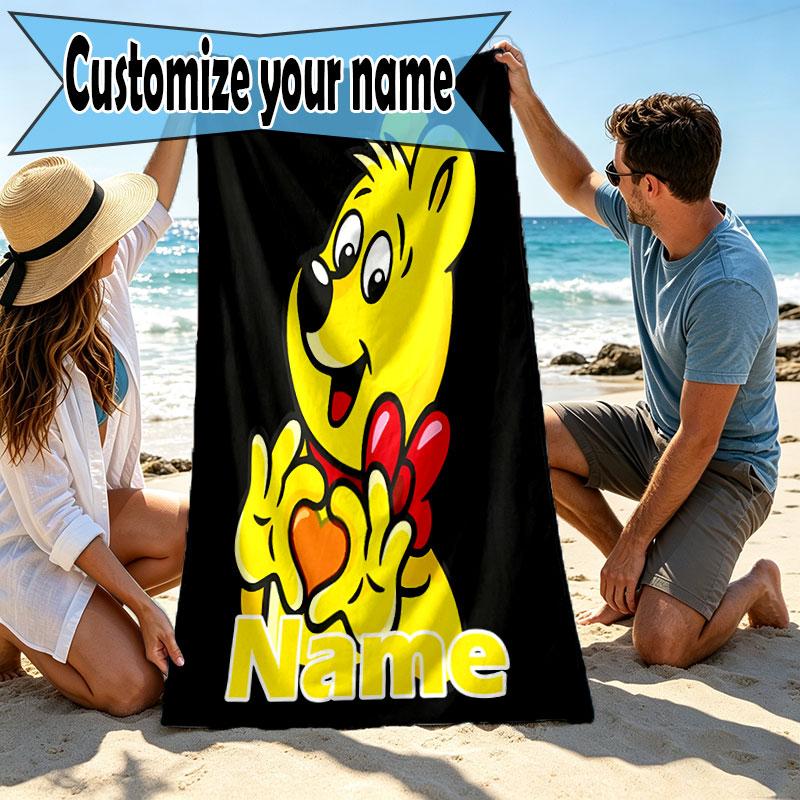 Custom Name Personalized Bamse Print Beach Towel, for Trip Camping Beach Party Home Decor, Birthday Gift for Family & Friends