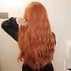 Wig Water Ripple Natural Wig Long Hair Straight Bangs Women Head Cover Orange