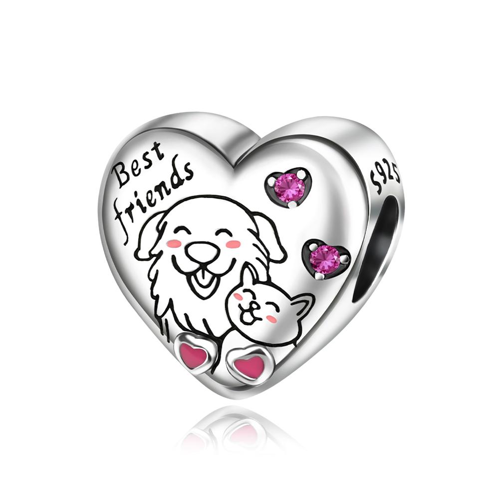 New Copper Pink Family Charm Rabbit Butterfly Heart Earring Bead Pendant Fit Original Bracelet Necklace Diy Jewelry