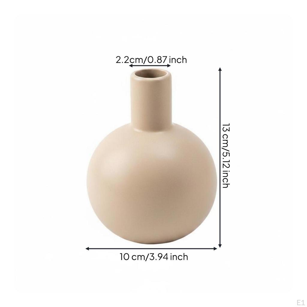 Ceramic Geometric Vase Home Decor Round Body Flower Holder for Living Room