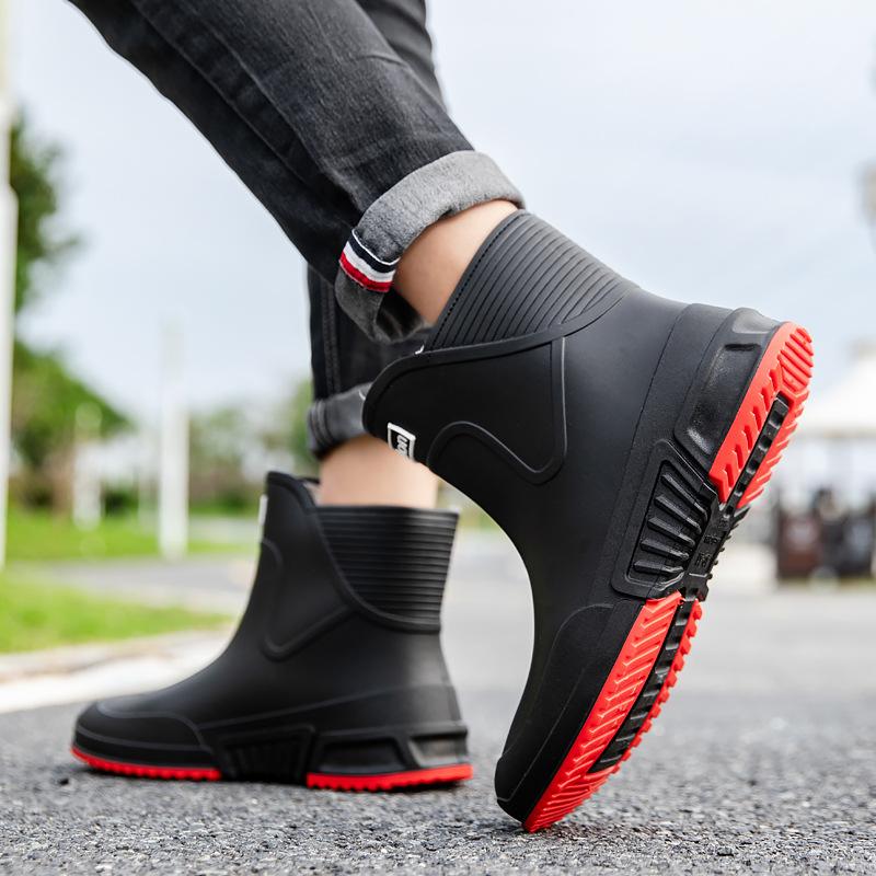 Fashion rain shoes men's trend short tube water shoes outer wear work shoes medium tube waterproof non-slip wear-resistant rain boots women