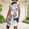 Women Plus Size Round Neck Short Sleeve Printed Fitted Mini Dress