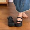 2025 spring new muffin thick-soled heightening slippers women's summer wear sandals small fashion popular cool slippers