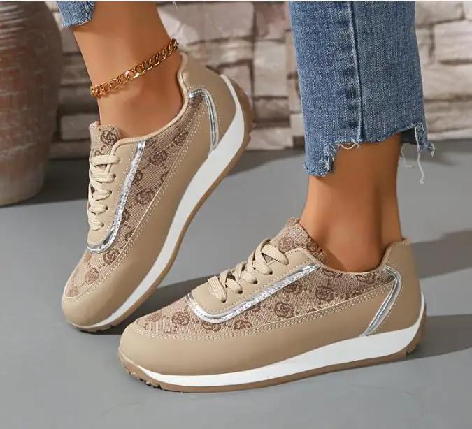 Fashion Brand Fashion Sneaker Luxury Women's Loafers Khaki Vulcanized Shoes Plus Size 42 Comfortable Basketball Shoes Trainers Platform