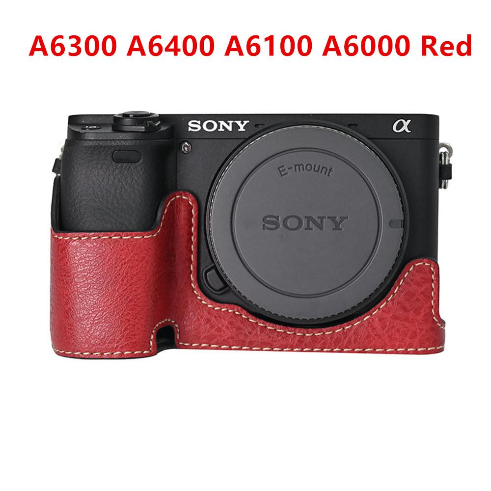 Camera Half Case for Sony A6700 A6400 A6300 A6100 A6000 ZVE10 ZVE10II ZVE10M2 A7R5 A7CII A7C2 Bottom Opening Cover PU Leather