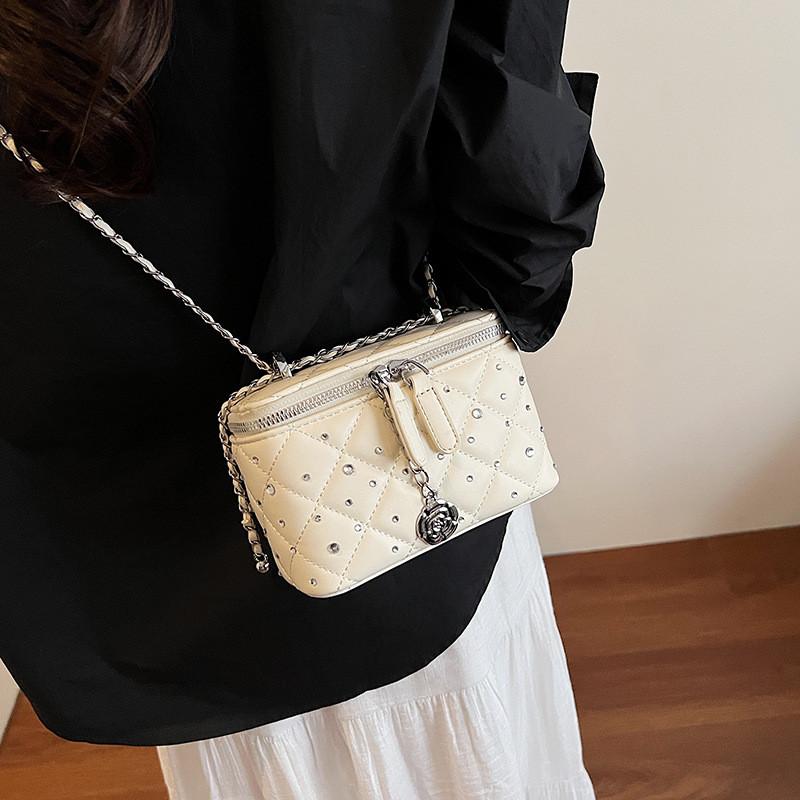 IELGY Diamond Chain Diamond Small Square Bag All-Match Shoulder Messenger Bag