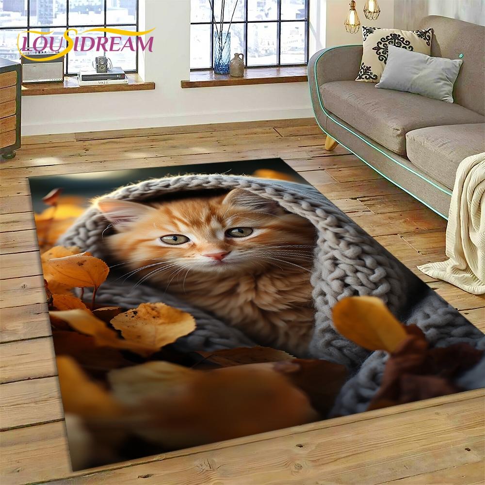3D Persian Cat,Cute Calico Cat,Ragdoll Cartoon Rug Carpet for Living Room Bedroom Home Decor,Non-slip for Sofa  Doormat Gift Kid