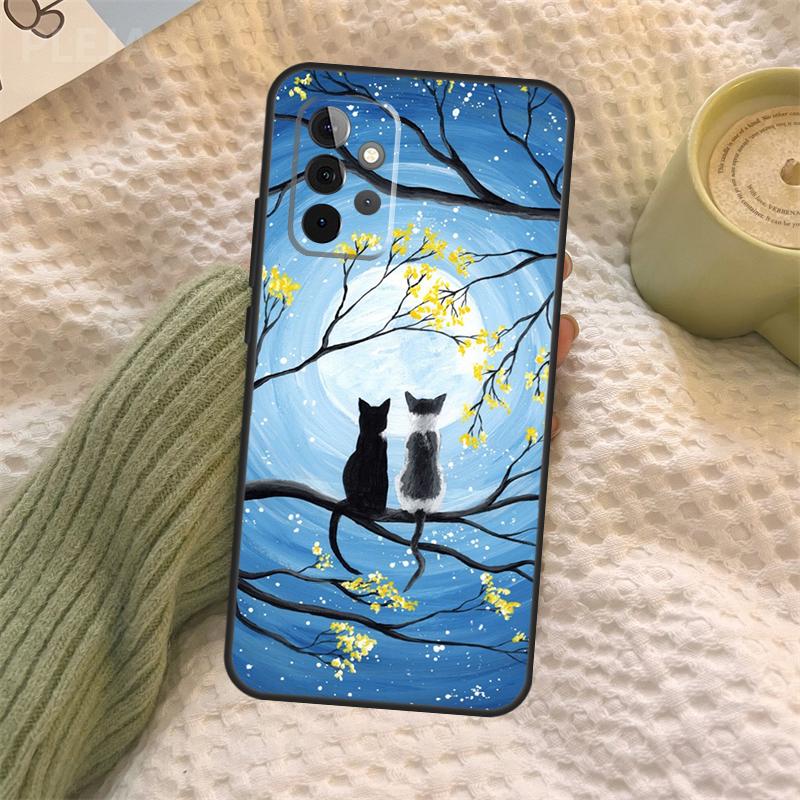 Space Happy Cats Case For Samsung Galaxy A15 A22 A52 A32 A54 A14 A16 A26 A36 A56 A55 A35 A05 A06 A53 A33 A13