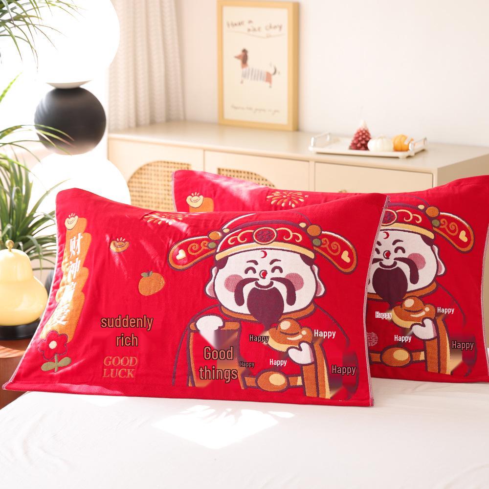 Par de Fronhas de Algodão Antiderrapantes - Design Festivo Vermelho, Absorventes de Suor, Anti-Queda, Frete Grátis