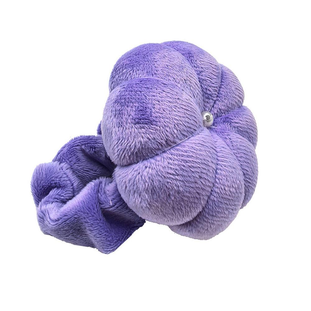 DIY Craft Violet Velvet Needle Holder Wooden Solid Color Pumpkin Shape Pincushion Holder Violet Velvet Cotton Fabric