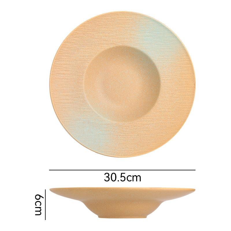 Retro Japanese Ceramic Bowls, Plates, Tableware Sets, Combination, High-Value Restaurant, Household Steak, Plates, Soup Bowls