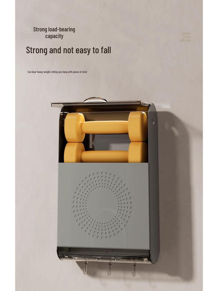 Wall-Mounted Multifunctional Chopstick Holder: Punch-Free, Dustproof Storage Rack for Chopsticks and Spoons