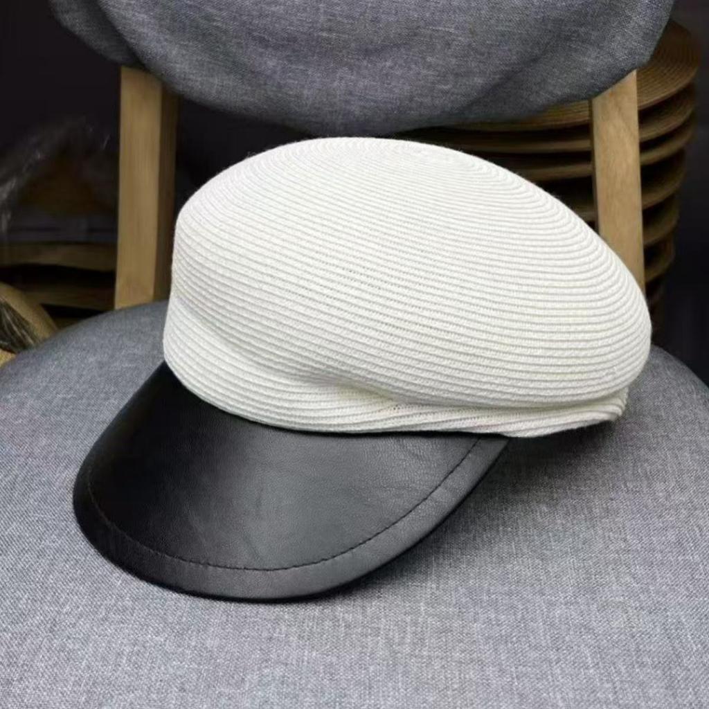 Béret en paille printanier pour femme - Chic français Élégant Unique et Amincissant Casquette Gavroche