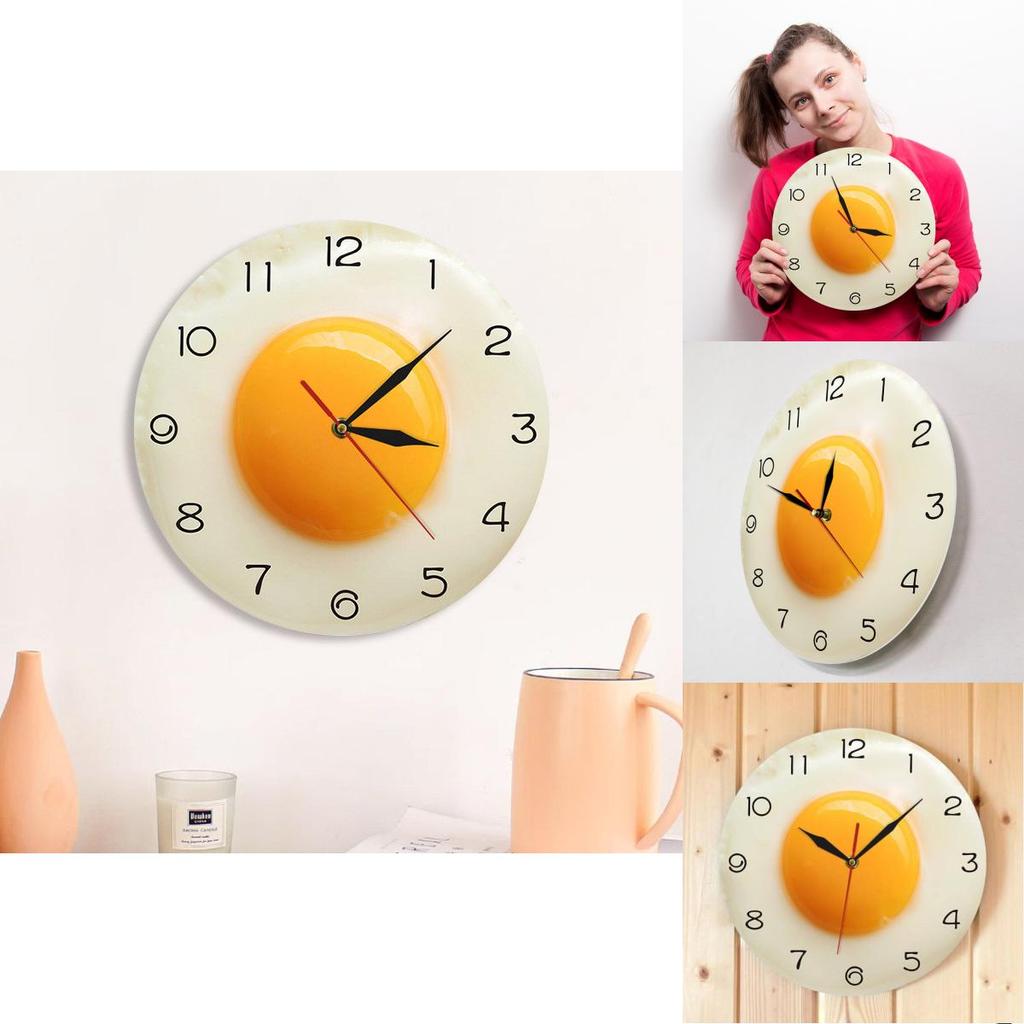 Digitale geräuschlose Quarz-Wanduhr Spiegelei mit Acrylrahmen für Küchendekor