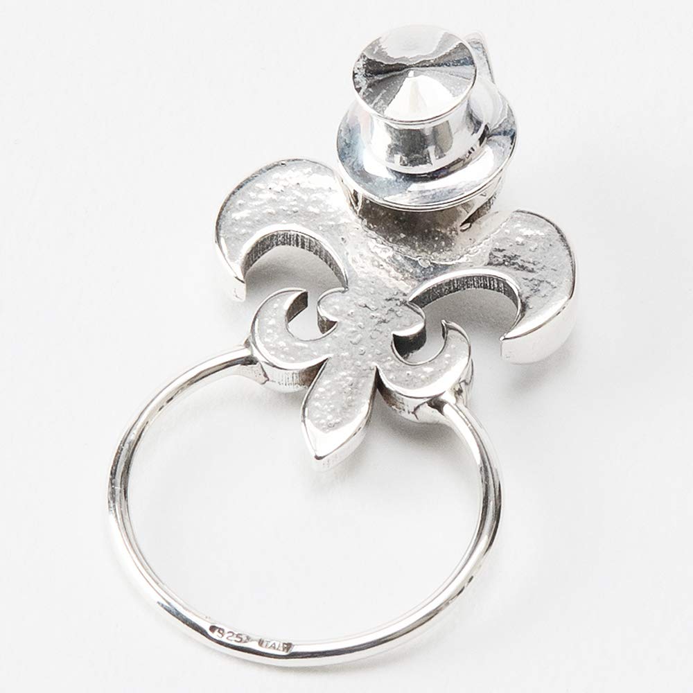 [GORBE] [Golbe] Eyeglass Holder (LilyFleur-de-lis emblem) Made in Italy, Silver