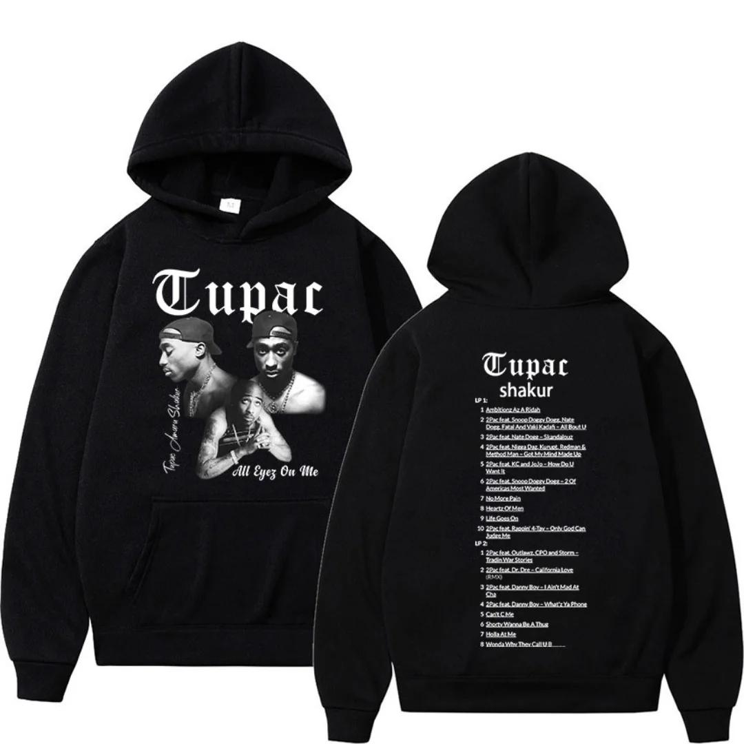 

Retro Rapper Tupac 2pac Hoodie Hip Hop pria Hoodie Pullover ukuran besar atasan Hoodie hitam Pria Wanita Sweatshirt 3XL