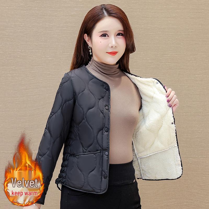 

2023 Women s Slim-Fit Plus Velvet Warm Short Jacket for Autumn/Winter 3XL (Recommended 135-150 lbs)