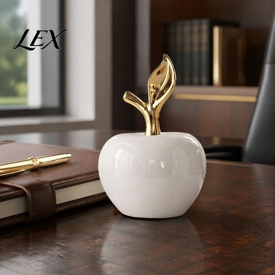 Auspicious Meaning Peace Decor Resin Apples Figurine with Leaf, Minimalist Fruit Ornament, Housewarming Gifts for New Home Arts Crafts Desk