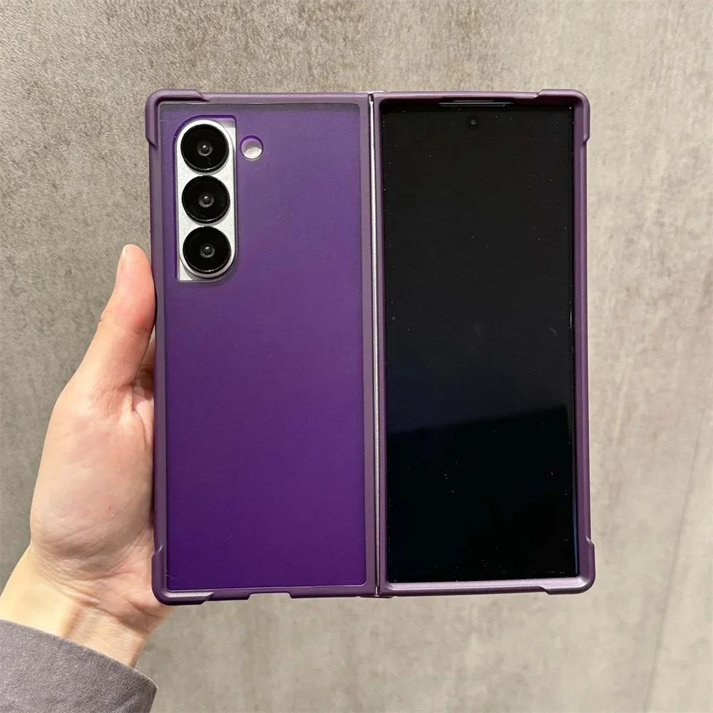 

Защитный полупрозрачный матовый чехол для телефона для Samsung Galaxy Z Fold 6 5 4 Fold6 Fold5 Fold4 5G противоударный чехол Galaxy Z Fold6 фиолетовый