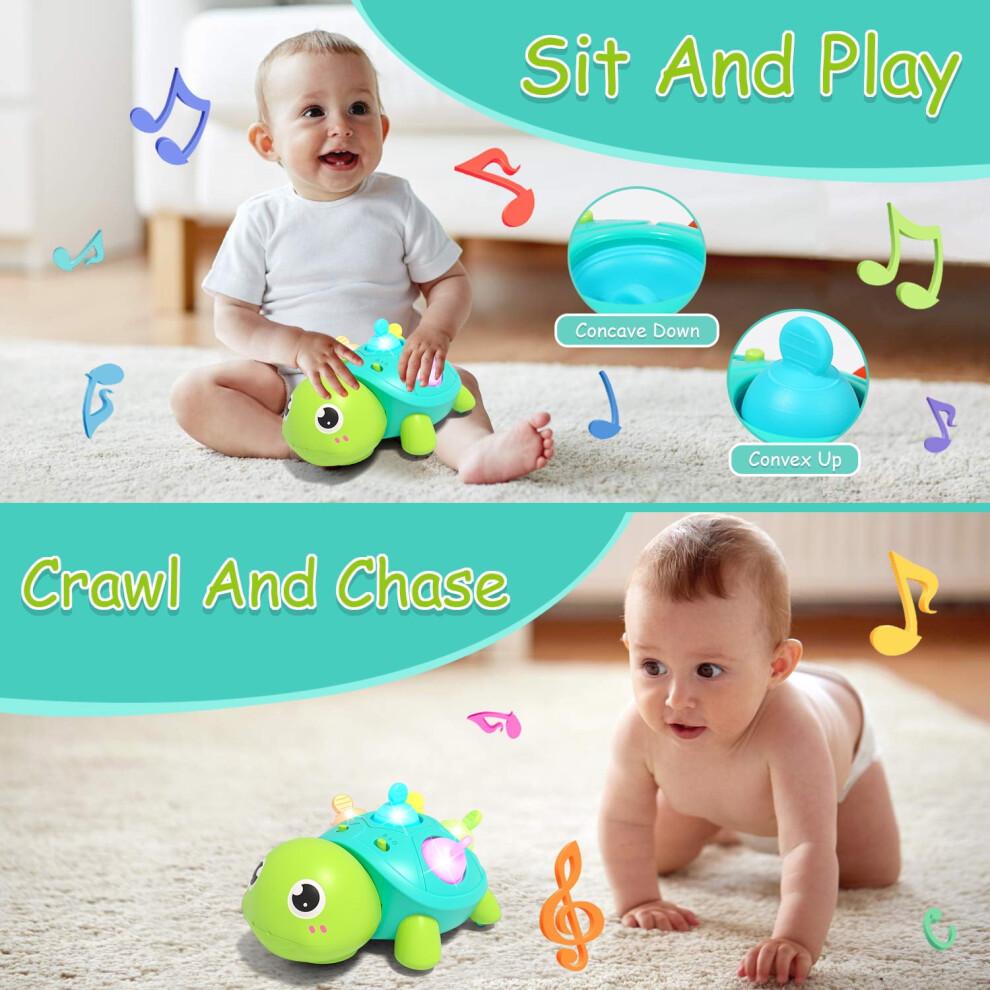 Baby Toys 6-12 Months Musical Turtle Crawling Toy,Infant Development Educational Birthday Gifts 6 7 8 9 10 12 Month 1 Year Old Boy Girl