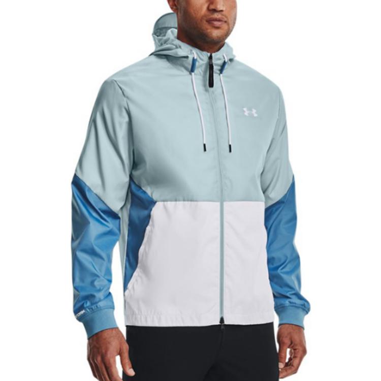 Under Armour Legacy Color Block Woven Hooded Training Jacket Men Jacket Blue 1345405-478