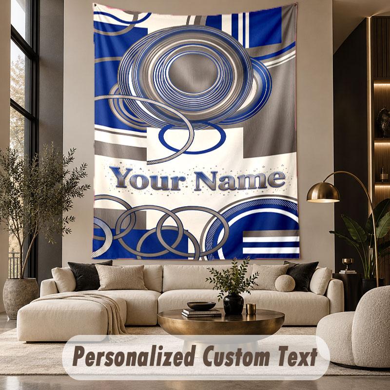 Géométrique Abstrait (55) Tenture murale personnalisée sur le thème du texte avec nom personnalisé, tapisserie pour décoration intérieure, tissu de fond