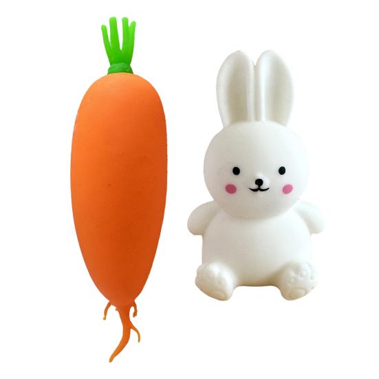 1/2Pcs Simulation Carrot Rabbit Squeeze Toy Stress Anxiety Relief Bunny Vegetable Sensory Toy Soft TPR Calming