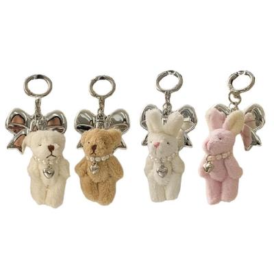 Fashionable Plush Bear Keychain Phone Charm Unique Keyring Cartoon Bag Pendant Accessory for Purse Wallet Handbag