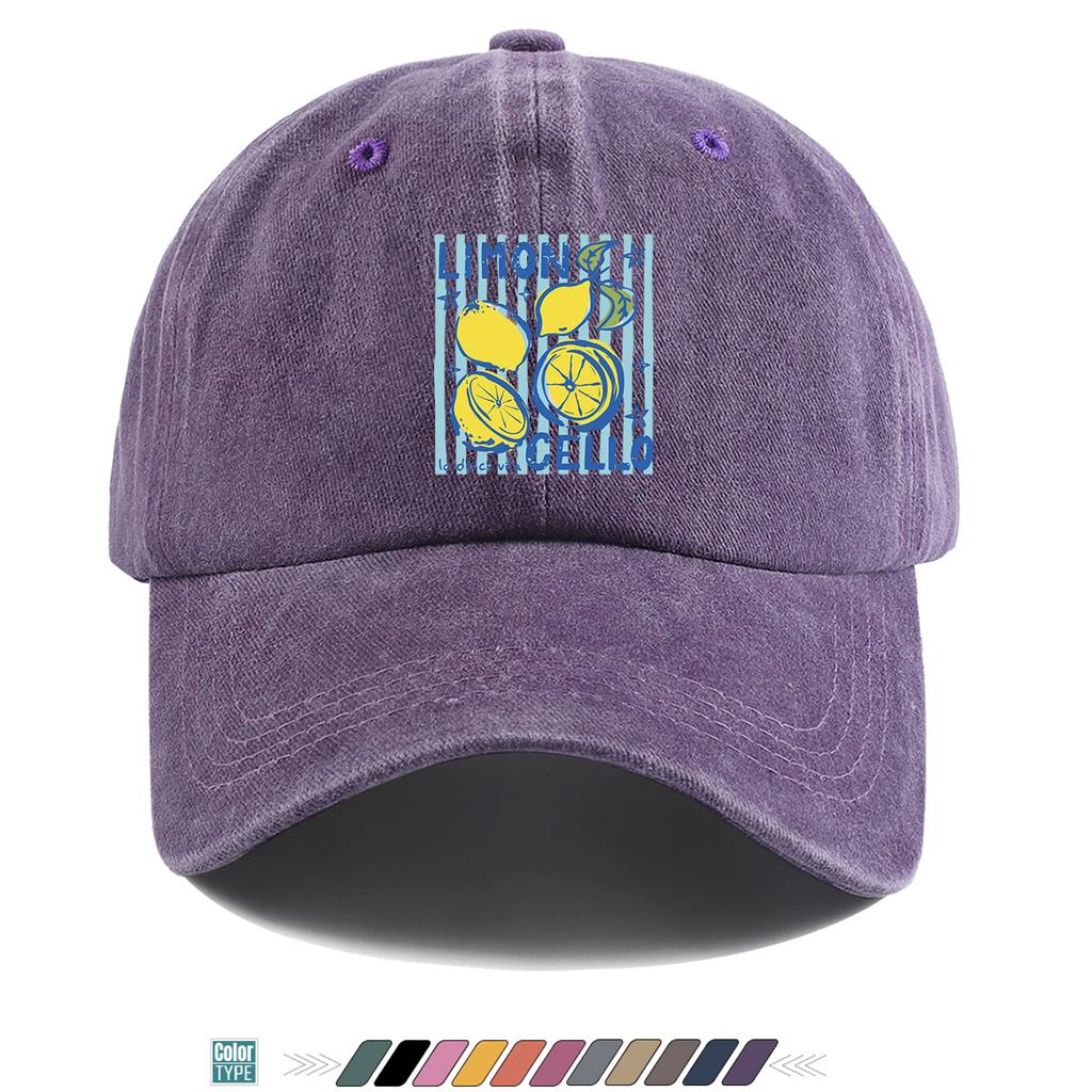 pc LemonThemed LIMONCELLO Printed Baseball Cap Fresh BlueYellow Contrast Design Comfortable Breathable Duckbill Hat Fash
