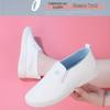 Women's White Leather Waterproof Shoes - Soft, Lightweight, Non-Slip Flat Sole - Versatile, Comfortable for Work, Nurse, and Casual Wear.