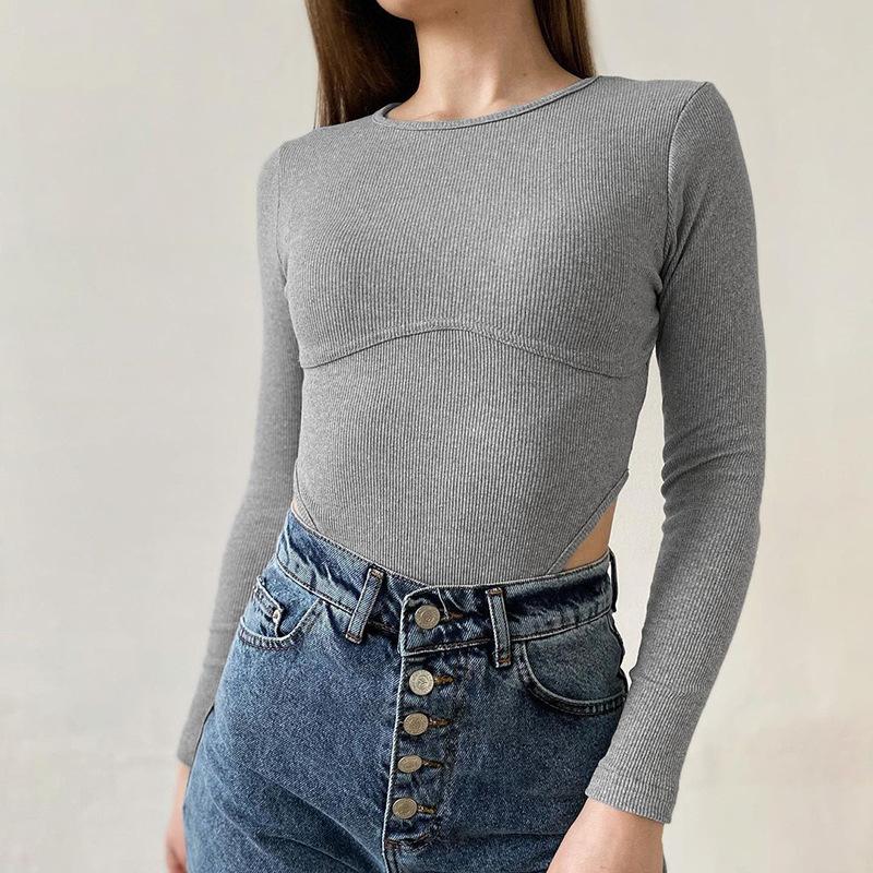 Y2K europeisk og amerikansk mote høst og vinter langermet tettsittende damejumpsuit