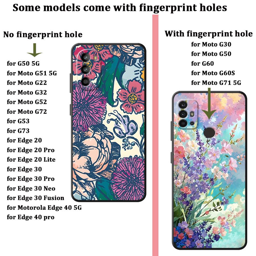 Cartoon Flower Phone Cover Case for Motorola Moto G50 G32 G51 G73 G22 Edge40 Edge 20 Pro 30 Lite G60s G52 G71 G53 G30