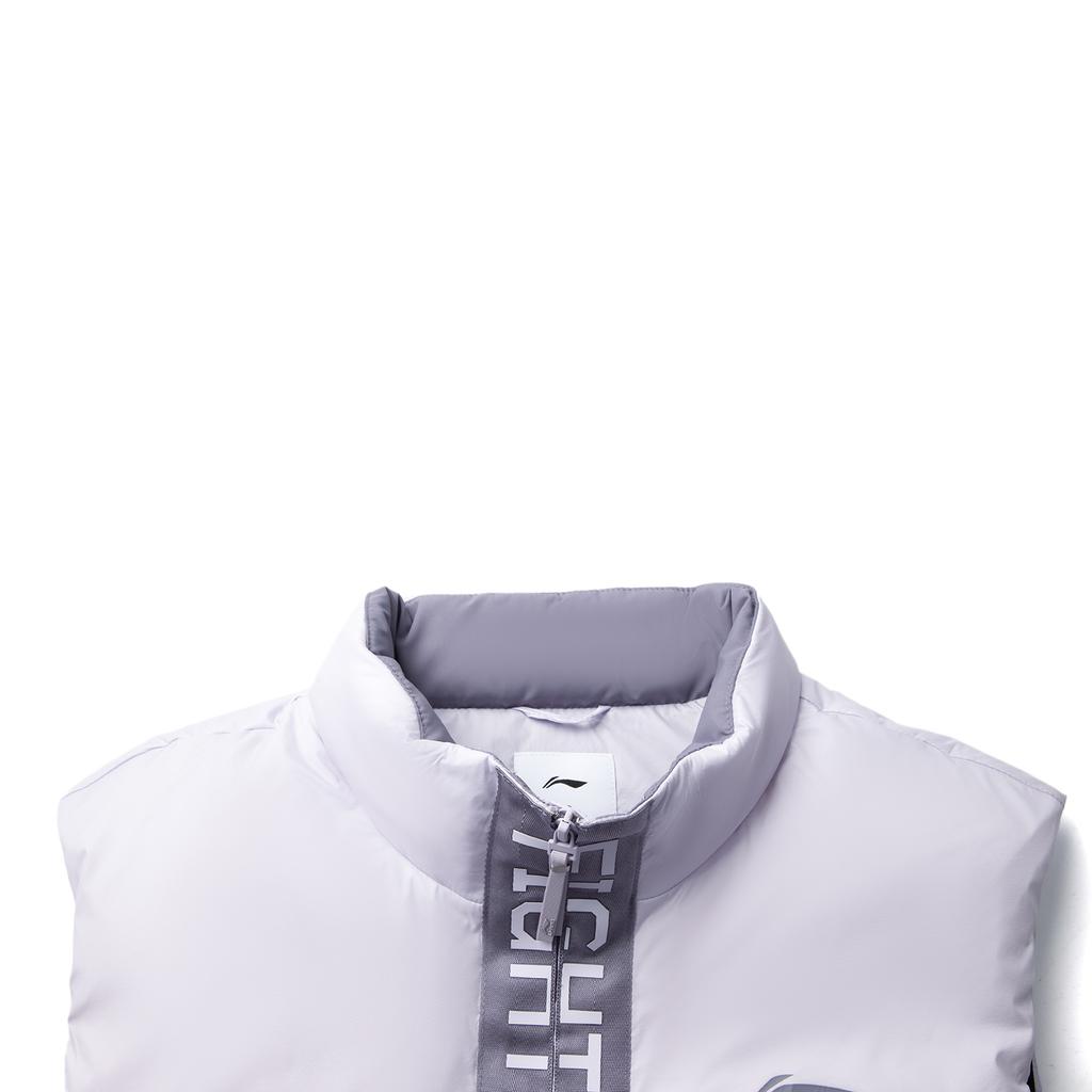 Li Ning Table Tennis Series Comfortable Casual Simple Stand Collar Zipper Letter Warm Vest Unisex Vests Sea-Salt-Purple AMRV065-3