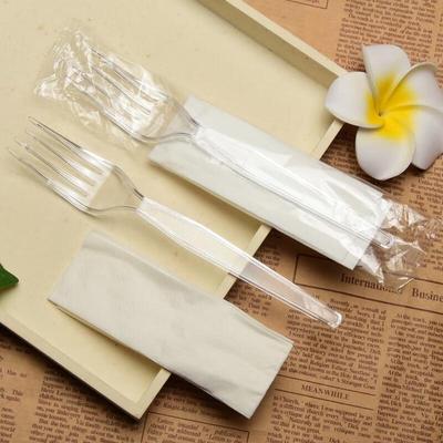 Pabei Disposable Plastic Dessert Forks with Tissue
