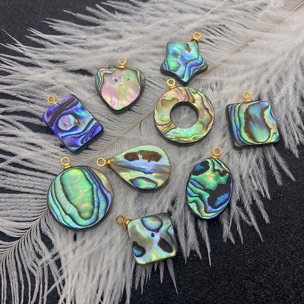 Heart-Shaped Natural Abalone Shell Bezel Pendant for DIY Necklaces