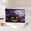 Washable Storage Pouch Bag, with Halloween Pattern Print, Smooth Zipper Durable Canvas Dust-proof Container Organizer, Portable Stationery Case,
