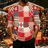 Men's Casual Raglan Three-Quarter Sleeve Shirt with Christmas Print