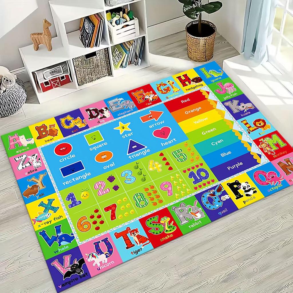 ABC Animal Alphabet Cartoon Early Educatio Children Crawling Playroom Rug for Bedroom Living Room Sofa Doormat Decor,Non-slip