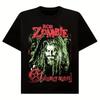 Halloween Suitable for Both Men and Women Adult and Adolescent Zombie Face and Rob Zombie Text Pattern Tshirt Black Tshirt