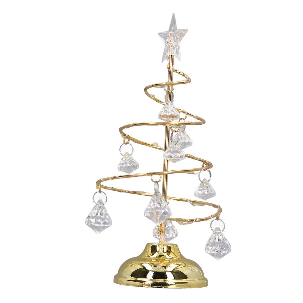 LED Christmas Tree Lamp Small Crystal Decorative Iron Tree Night Light Ornament for Gift