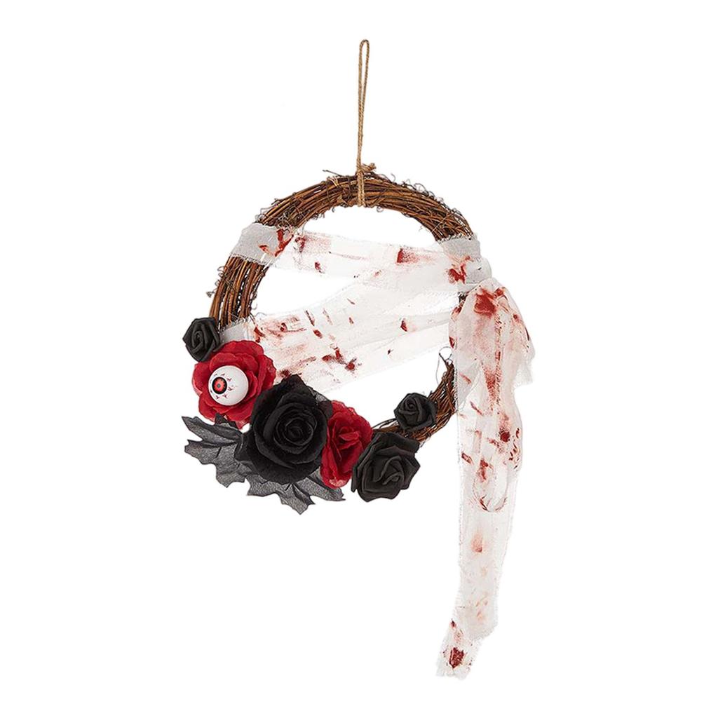 Halloween Wreath Garland Decorations, Porch Wreath Ornament Wall Hanging Creepy Wreath for Indoor Home Party Window Outdoor