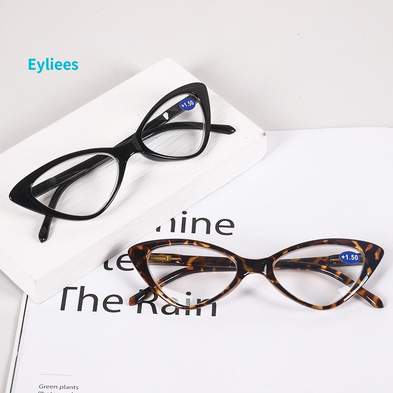 Eyliees Vollrand Cat-Eye Lesebrille Damenmode Ins Lesebrille Damen Federgelenkrahmen Altersweitsicht Brille